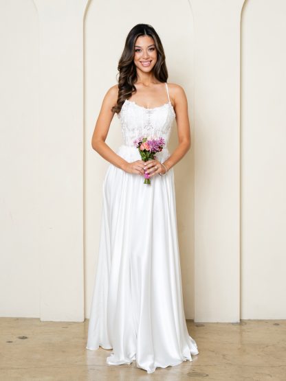 5289 | Monochrome embellished satin a-line gown - Image 7