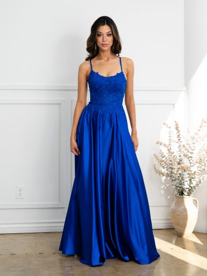5289 | Monochrome embellished satin a-line gown - Image 9