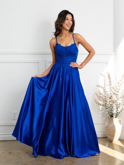 5289 | Monochrome embellished satin a-line gown - Image 8