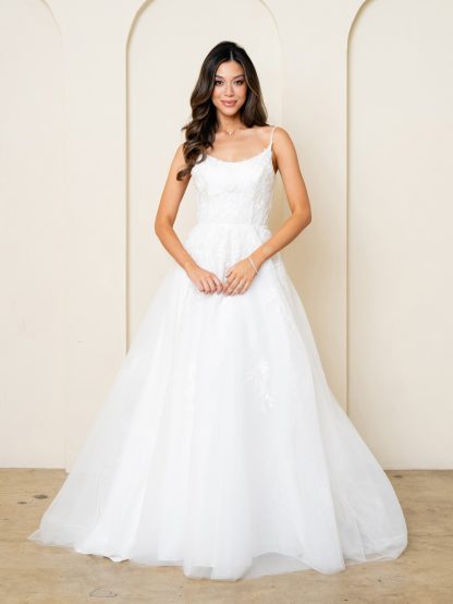 5296 | Sleeveless a-line tulle and lace wedding gown - Image 4