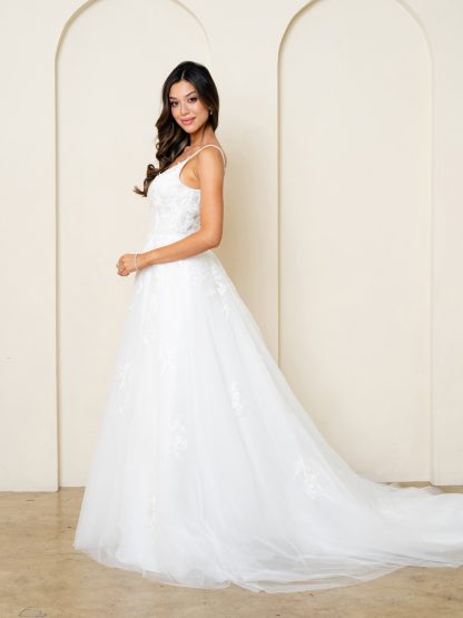 5296 | Sleeveless a-line tulle and lace wedding gown - Image 3