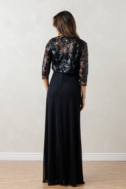 3531 | 2 PC SEQUIN LACE BOLERO AND DRESS SET - Image 2