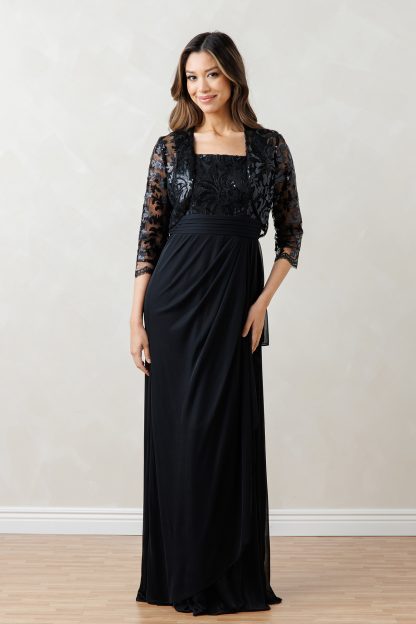 3531 | 2 PC SEQUIN LACE BOLERO AND DRESS SET