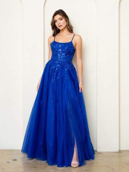 5295 | Tulle a-line gown with floral beaded embroidery on bodice - Image 6