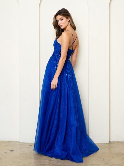 5295 | Tulle a-line gown with floral beaded embroidery on bodice - Image 4