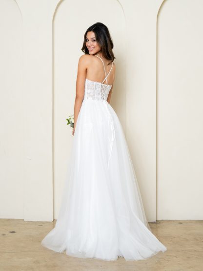 5295 | Tulle a-line gown with floral beaded embroidery on bodice - Image 7