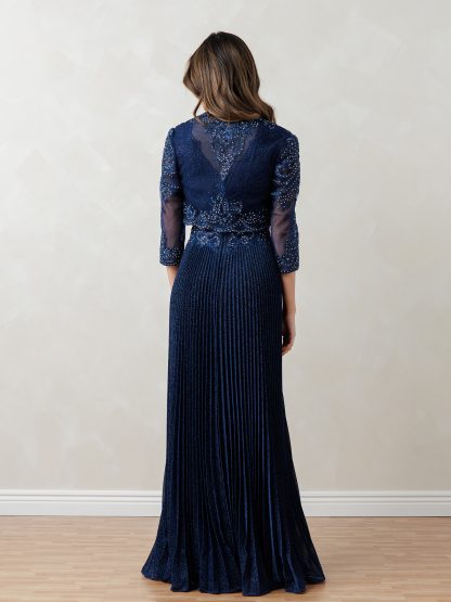 5297 | 2 PIECE PLEATED DRESS WITH MATCHING BOLERO SET - Image 3
