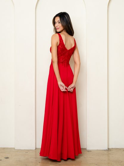 5299 | 2 PIECE EMBELLISHED CHIFFON DRESS AND BOLERO SET - Image 4