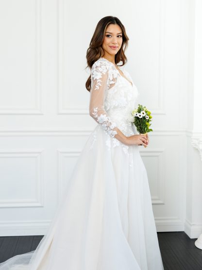 5300 | 2 PC WEDDING GOWN WITH MATCHING LACE BOLERO - Image 6
