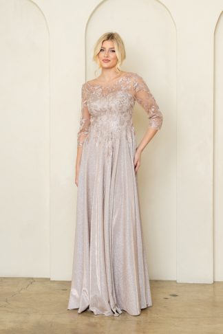 5302 | MOB glittered metallic a-line gown with pockets