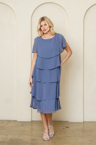 3535 | TIERED TEA LENGTH CHIFFON DRESS
