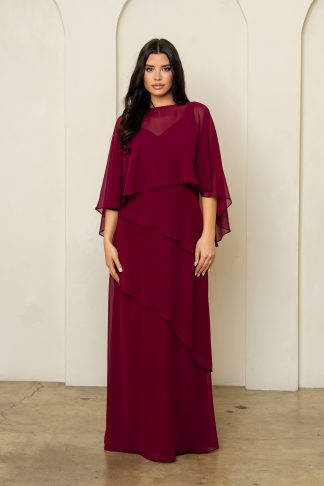 3538 | 2 PIECE SLEEVELESS CHIFFON DRESS WITH PONCHO