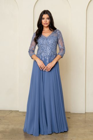 5314 | MOB METALLIC BEADED BODICE CHIFFON SKIRT