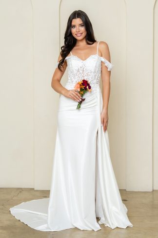 5308 | OFF SHOULDER FITTED BUSTIER WEDDING DRESS